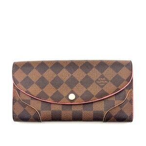 Authentic Louis Vuitton RARE Brown LV Damier x Pink Leather Long Wallet EUC